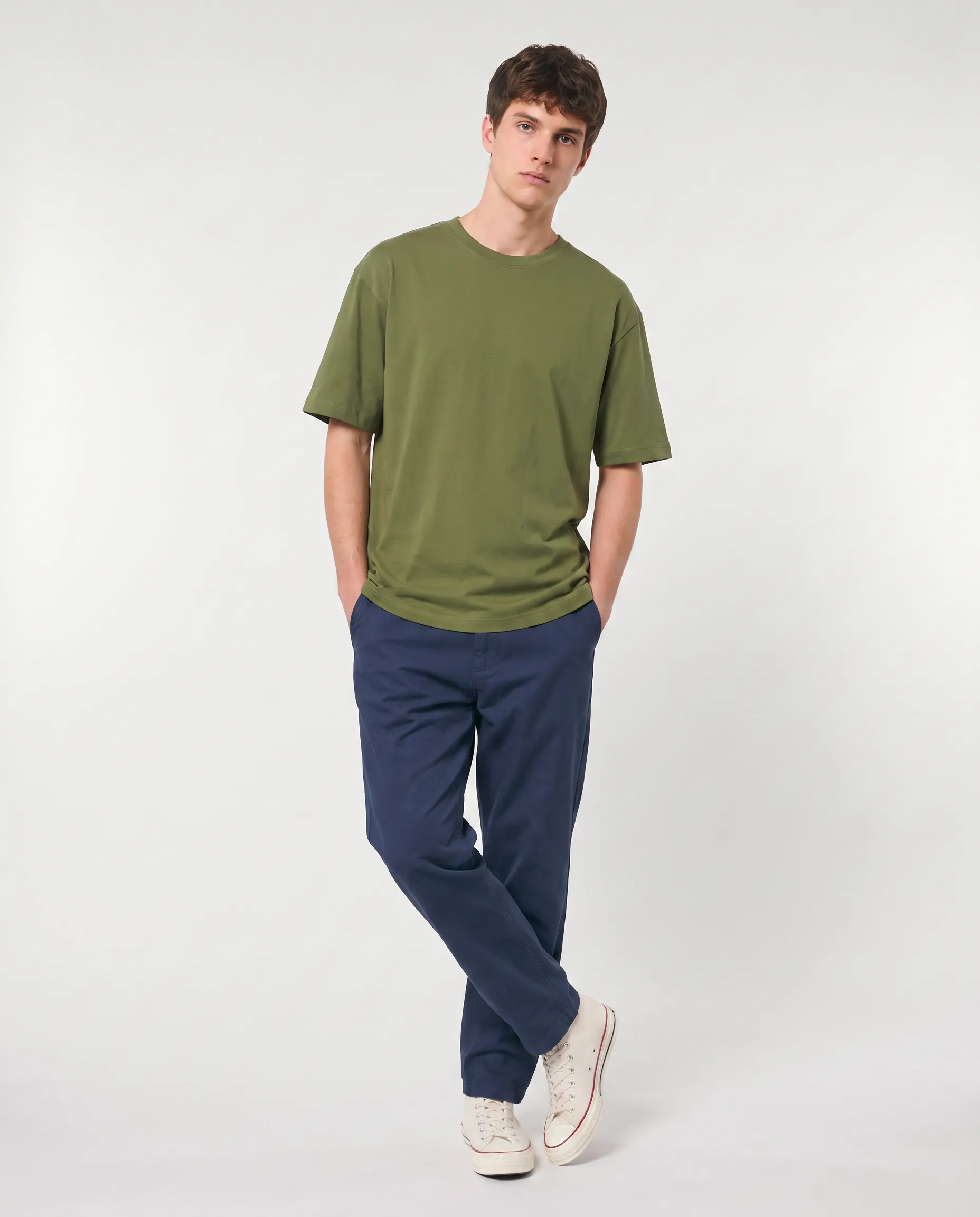 oversized drop shoulder round neck t shirt red