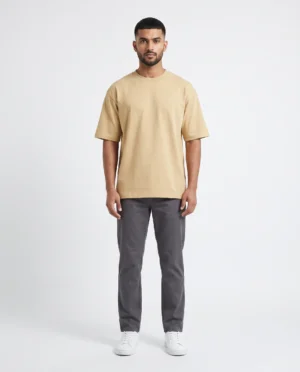 oversized drop shoulder round neck t shirt red