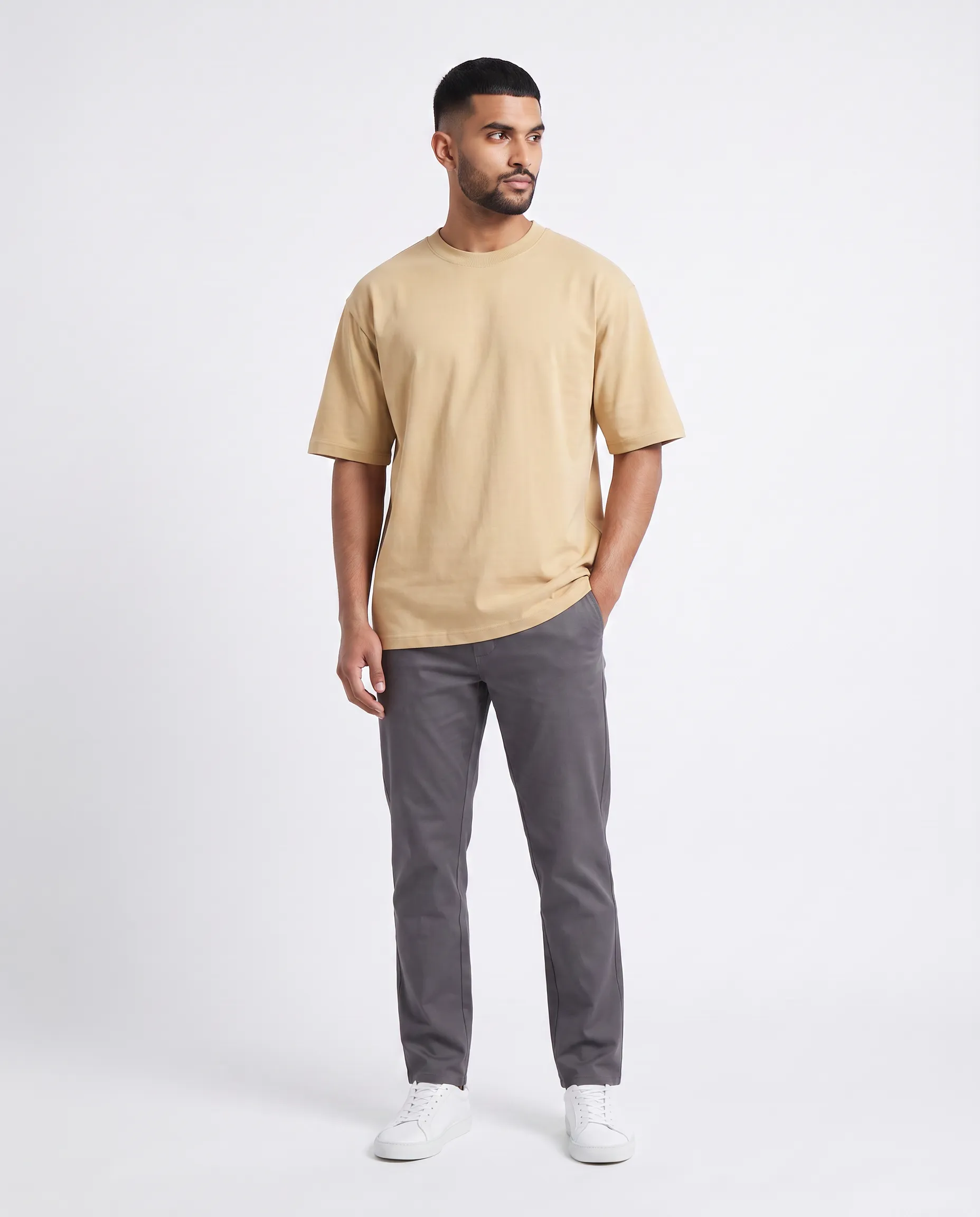 oversized drop shoulder round neck t shirt red