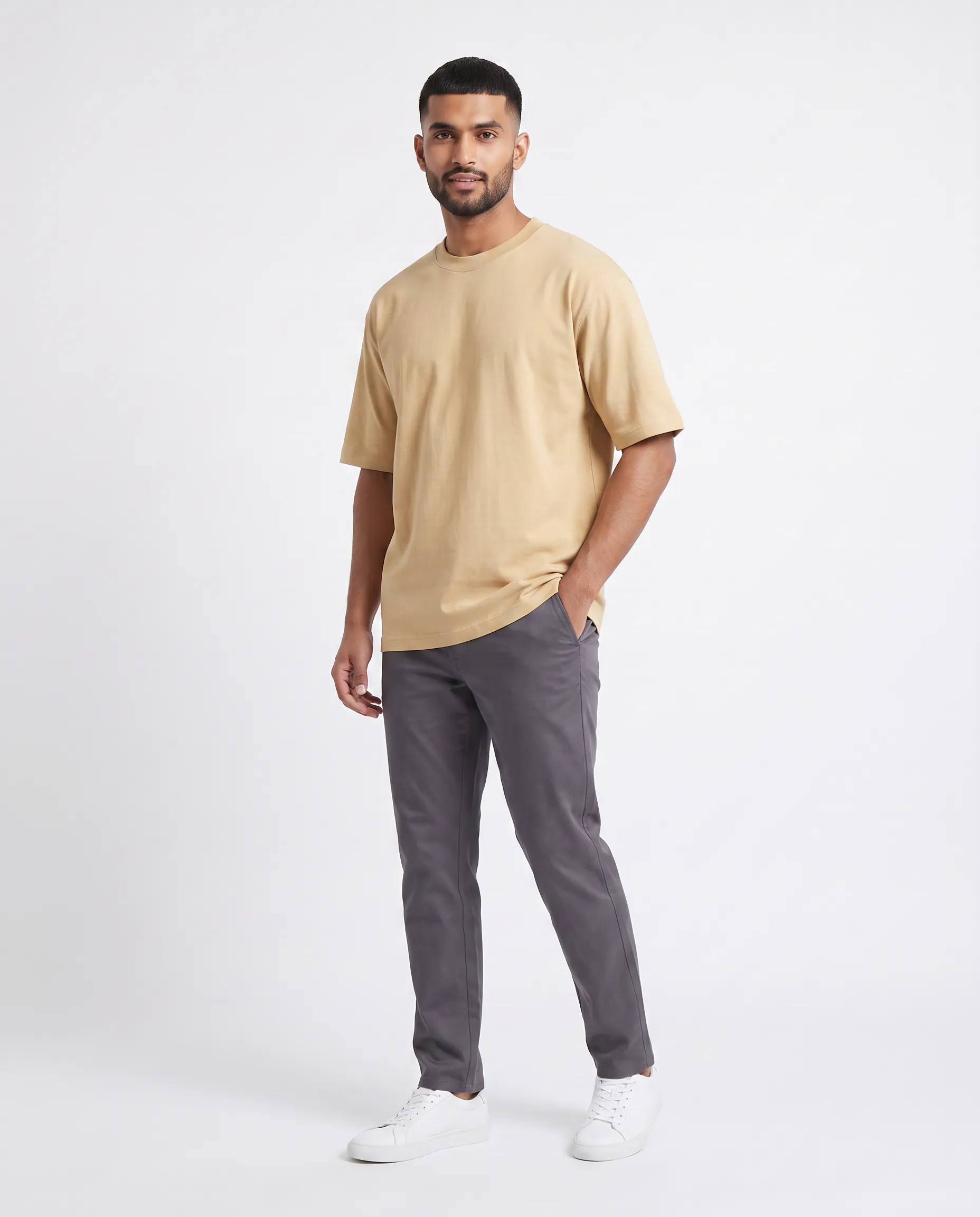 oversized drop shoulder round neck t shirt red