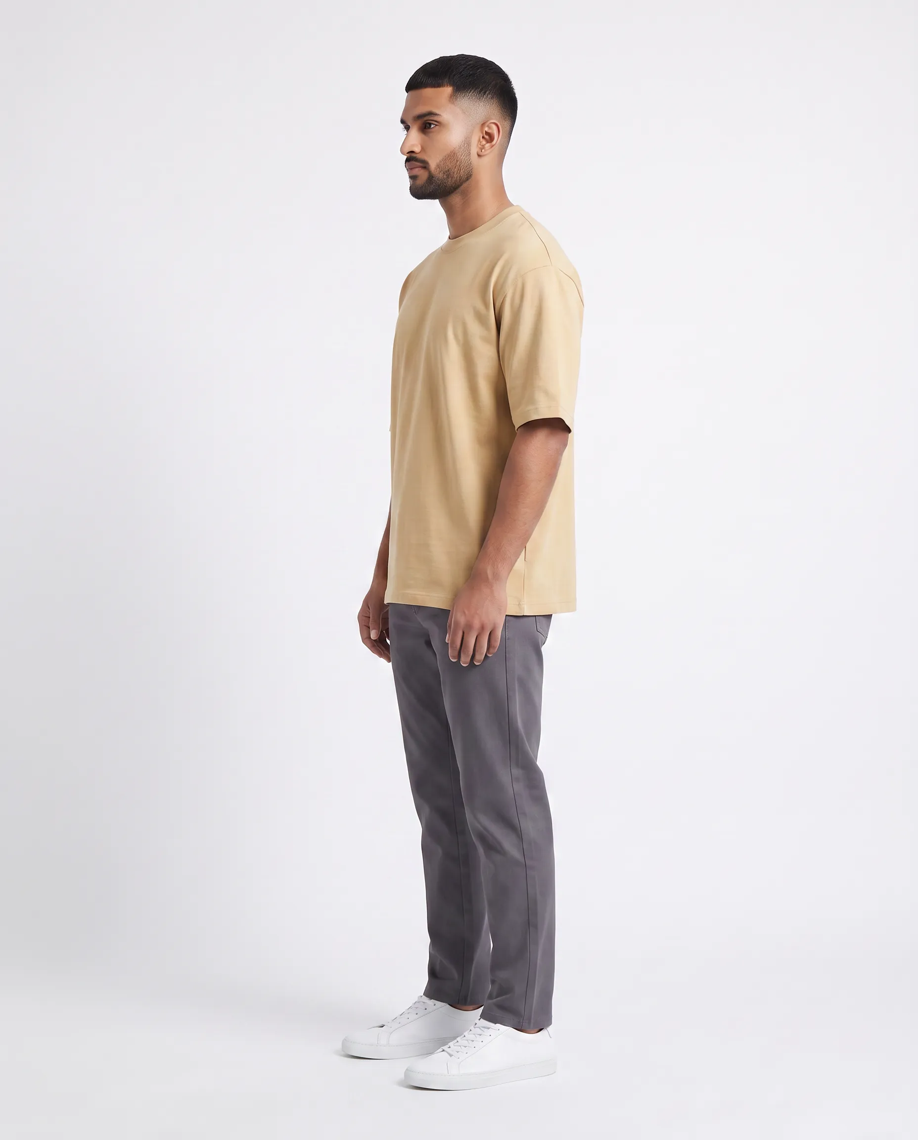 oversized drop shoulder round neck t shirt red