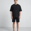 oversized drop shoulder round neck t shirt black