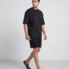 oversized drop shoulder round neck t shirt black