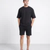oversized drop shoulder round neck t shirt black
