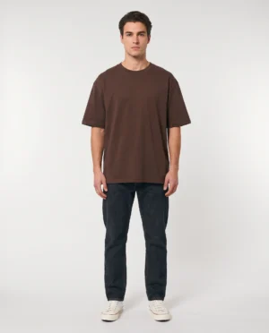 oversized drop shoulder round neck t shirt red