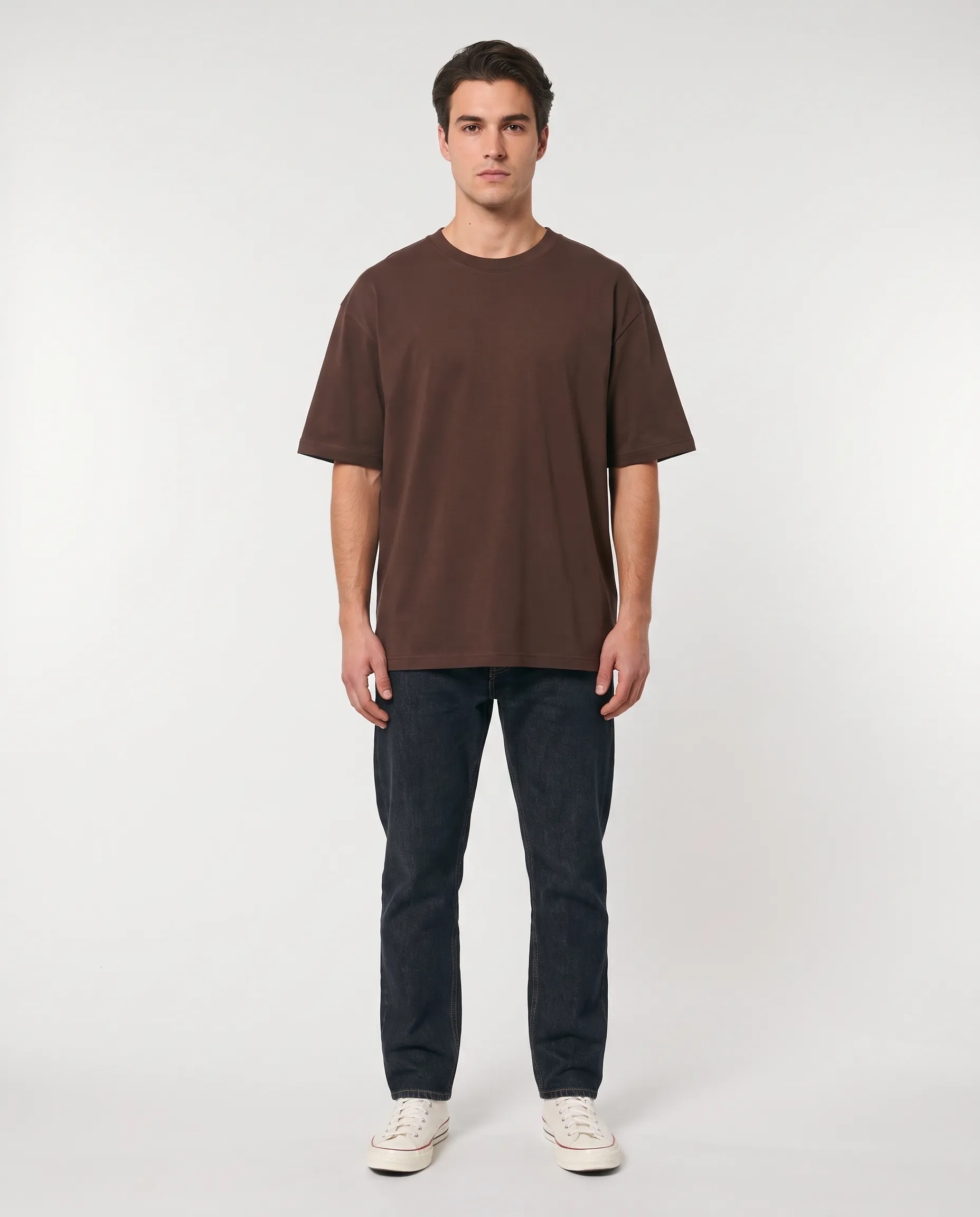 oversized drop shoulder round neck t shirt red