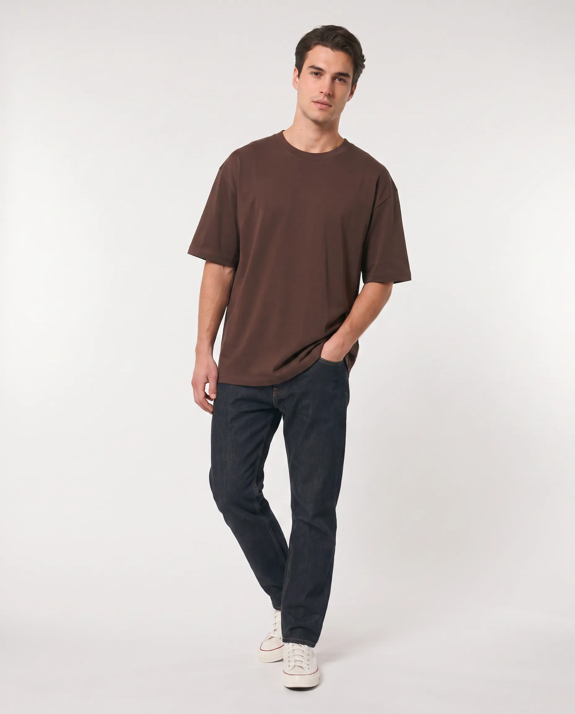 oversized drop shoulder round neck t shirt red
