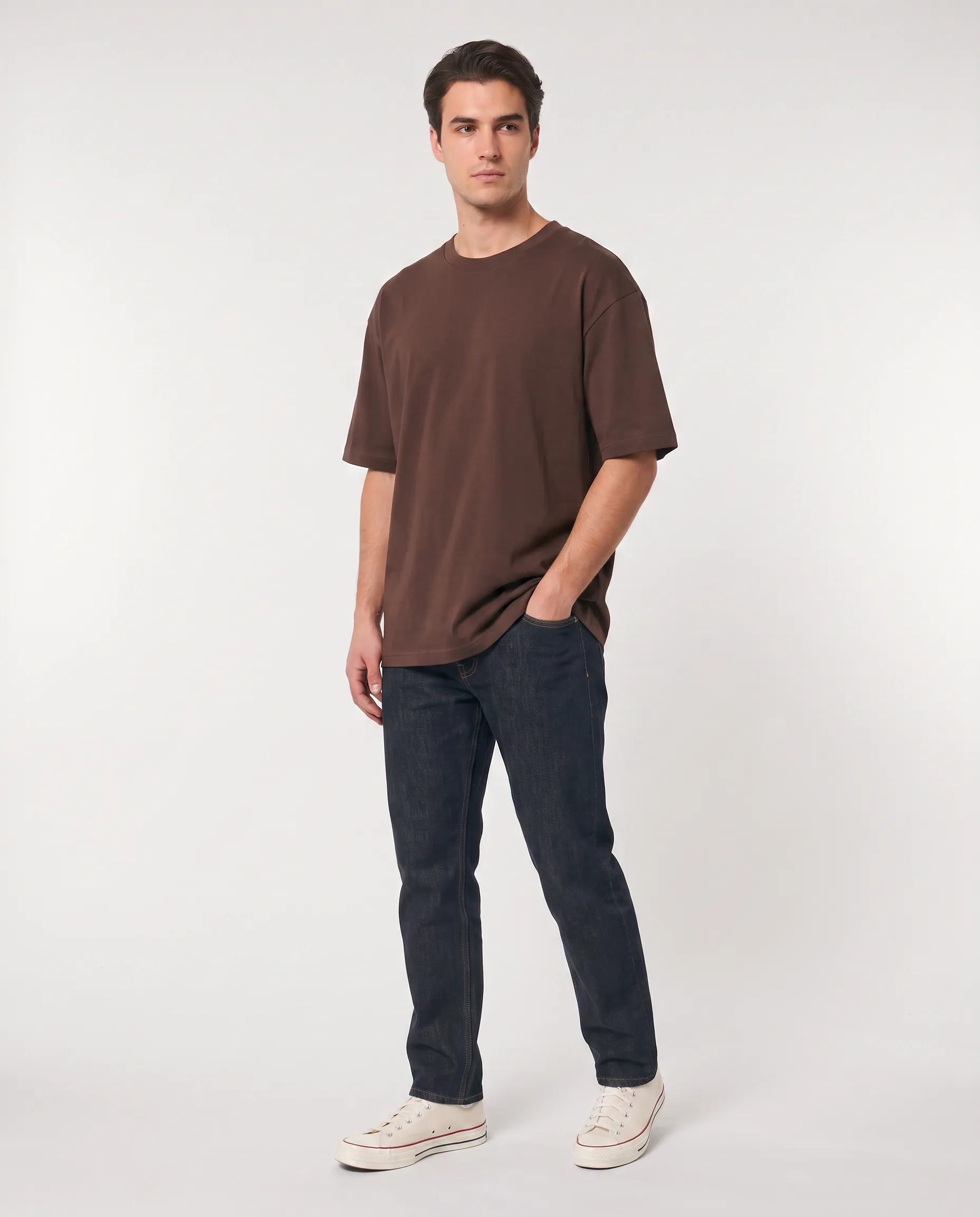 oversized drop shoulder round neck t shirt red