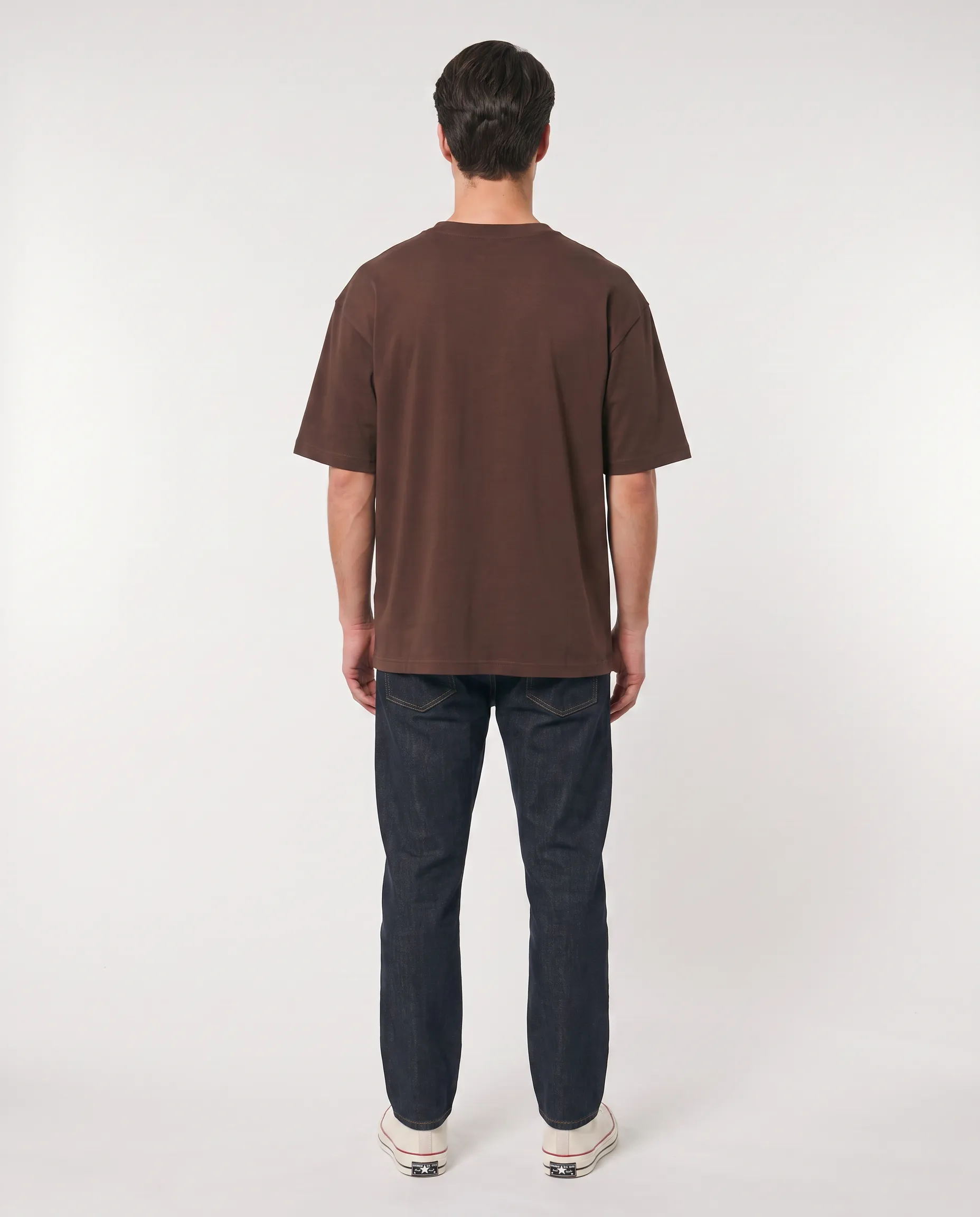 oversized drop shoulder round neck t shirt red
