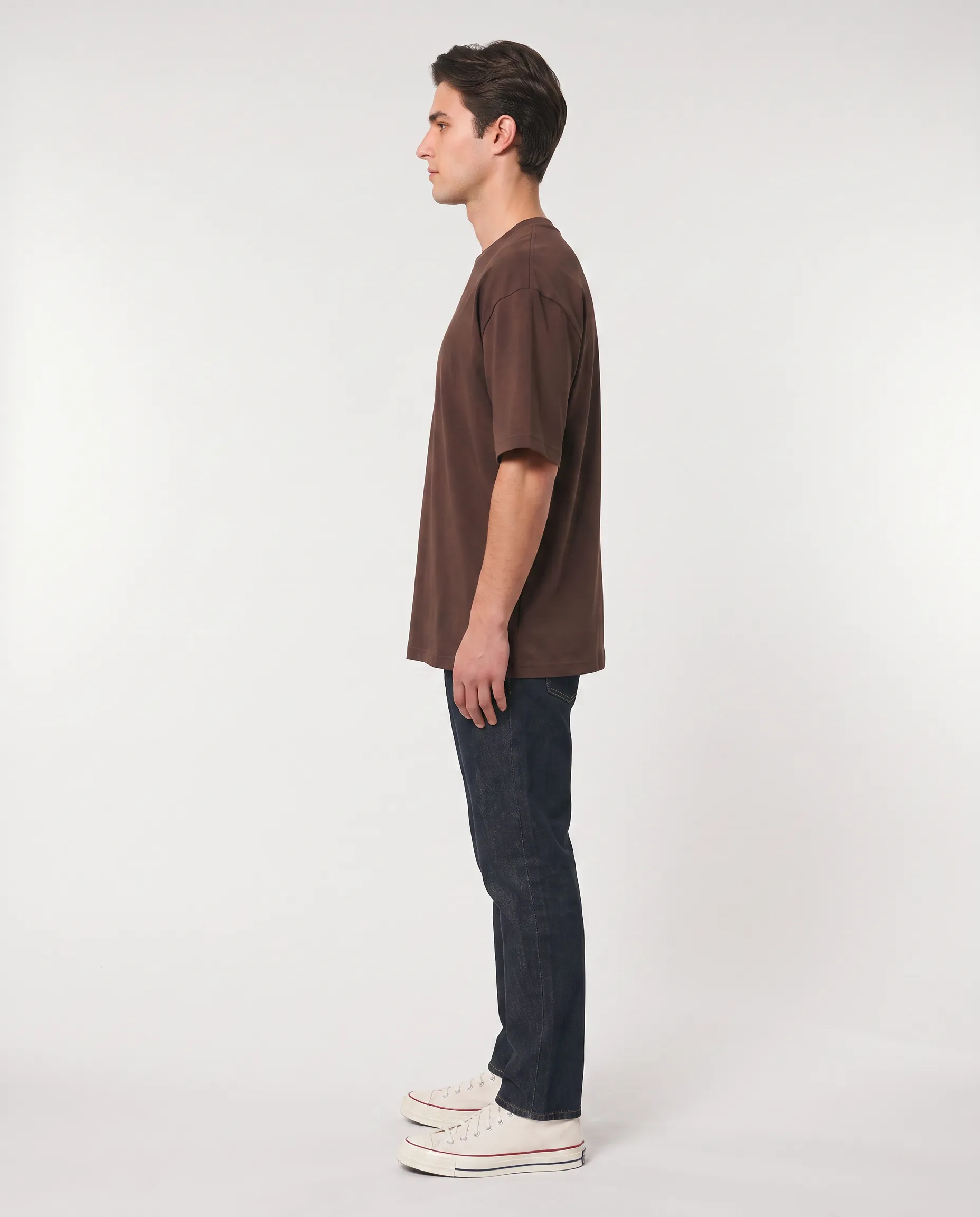 oversized drop shoulder round neck t shirt red