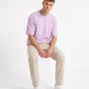 oversized drop shoulder round neck t shirt red