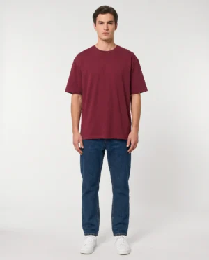 oversized drop shoulder round neck t shirt red