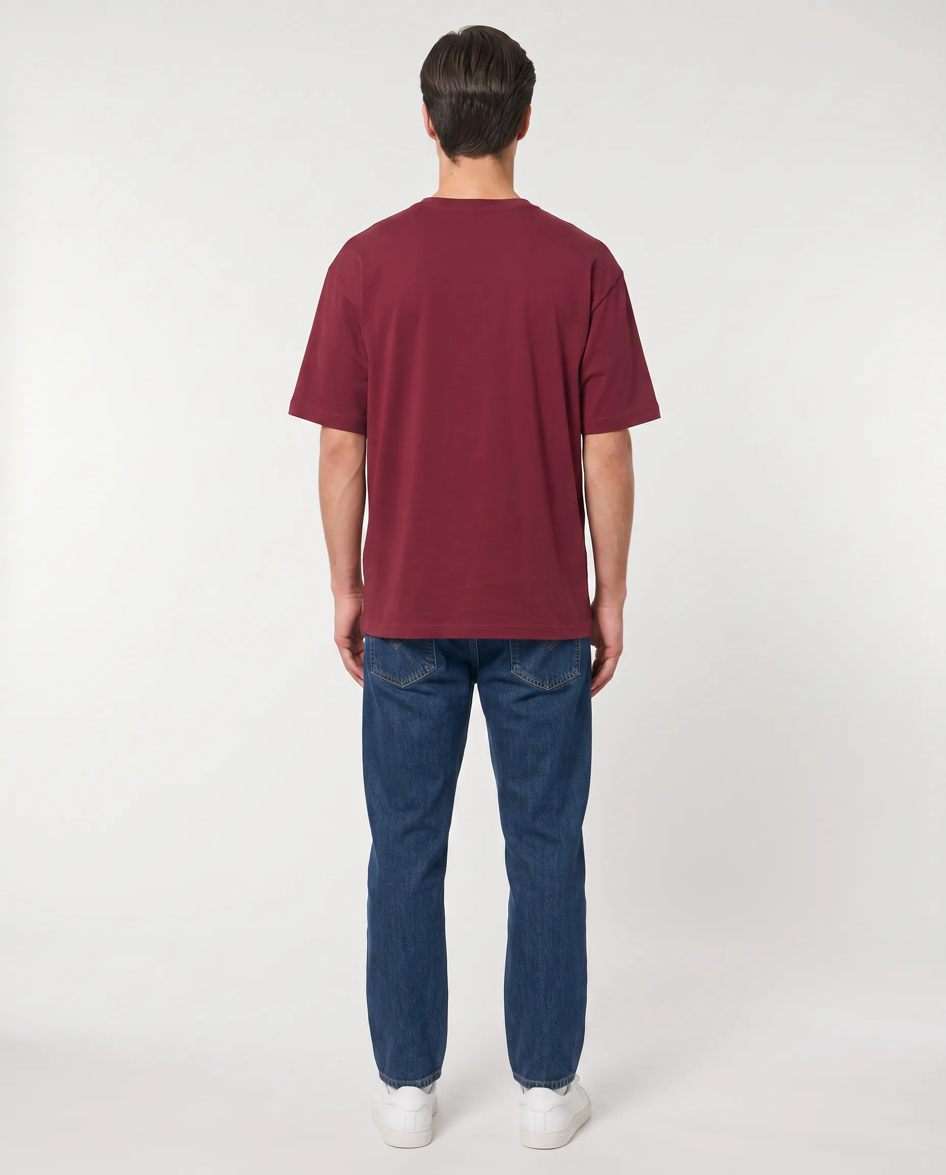 oversized drop shoulder round neck t shirt red