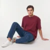 oversized drop shoulder round neck t shirt red