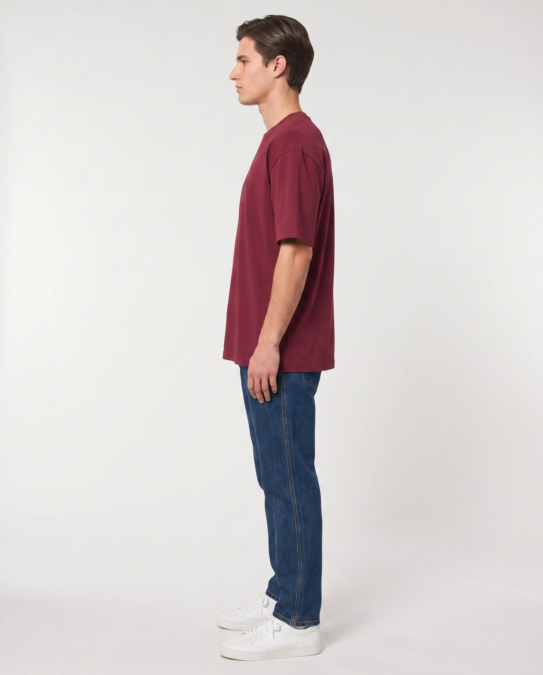 oversized drop shoulder round neck t shirt red