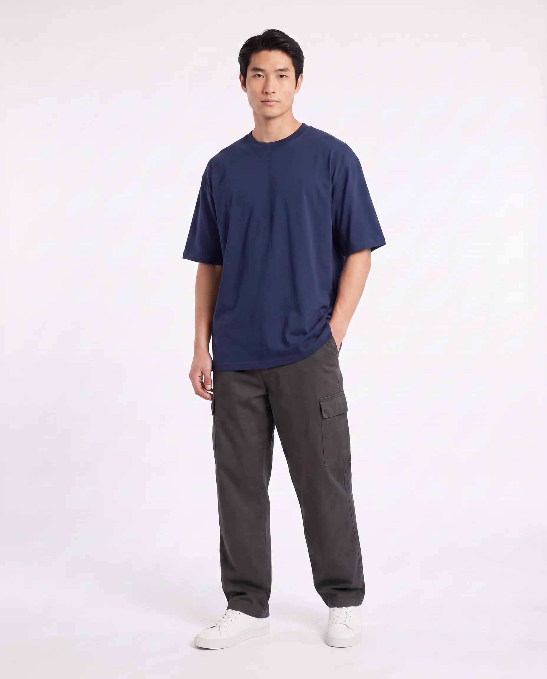 oversized drop shoulder round neck t shirt red