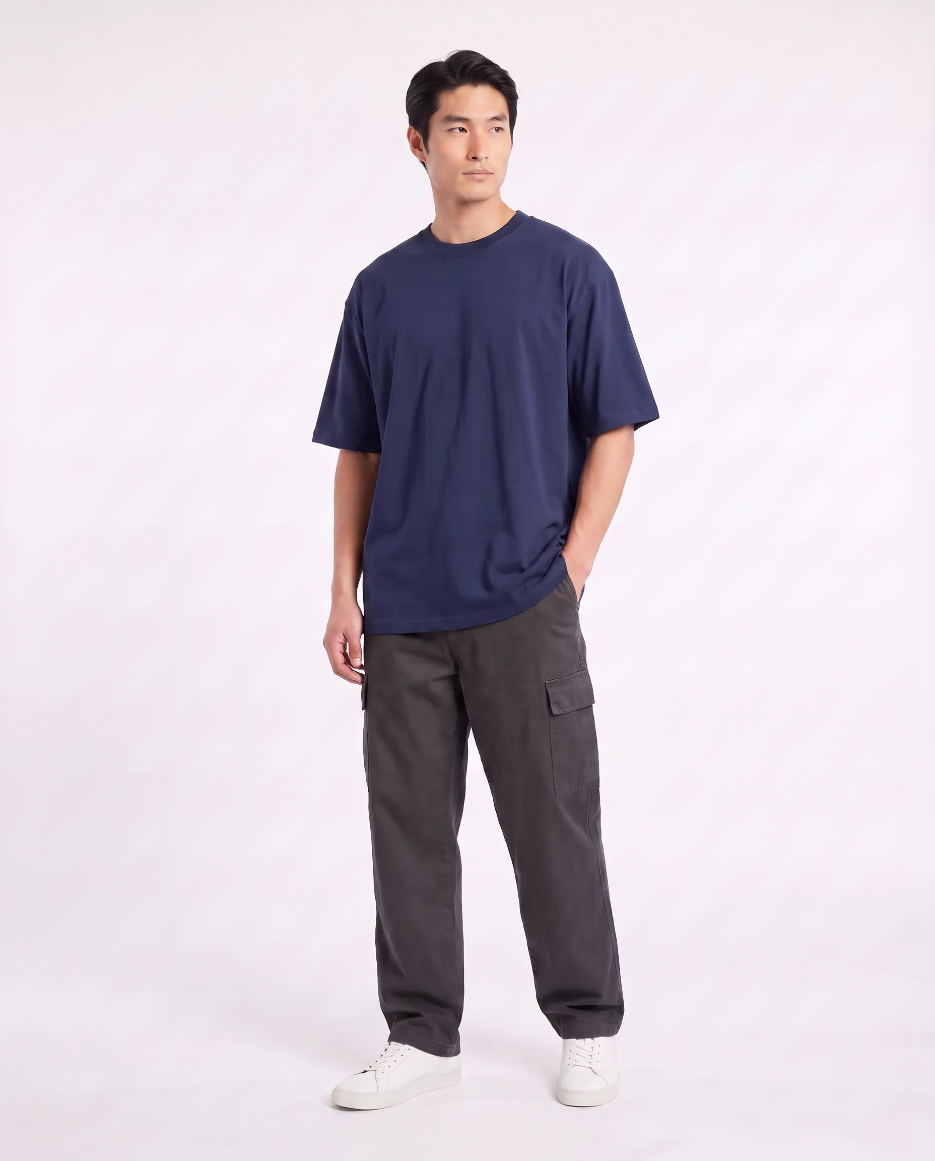 oversized drop shoulder round neck t shirt red