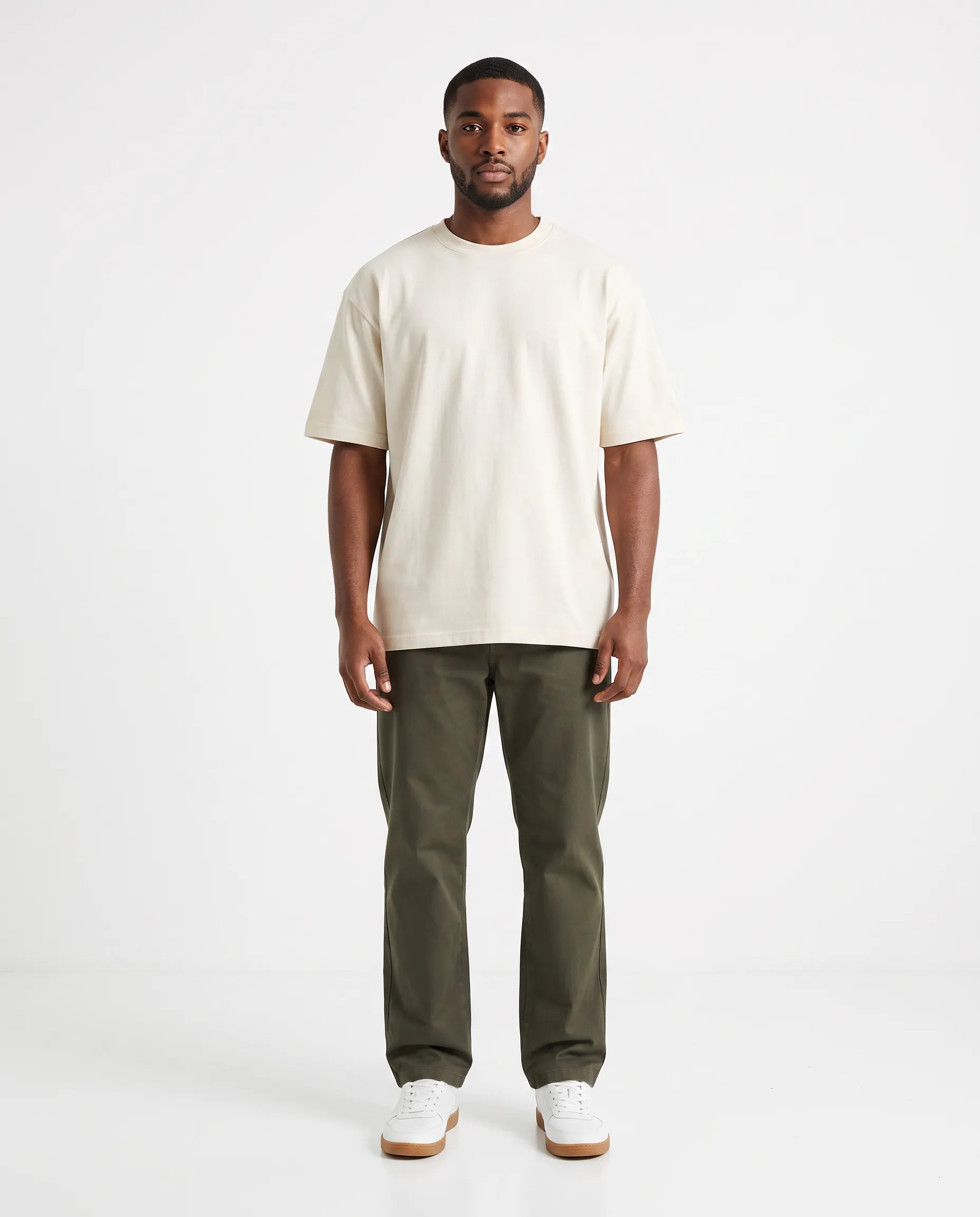 oversized drop shoulder round neck t shirt off white