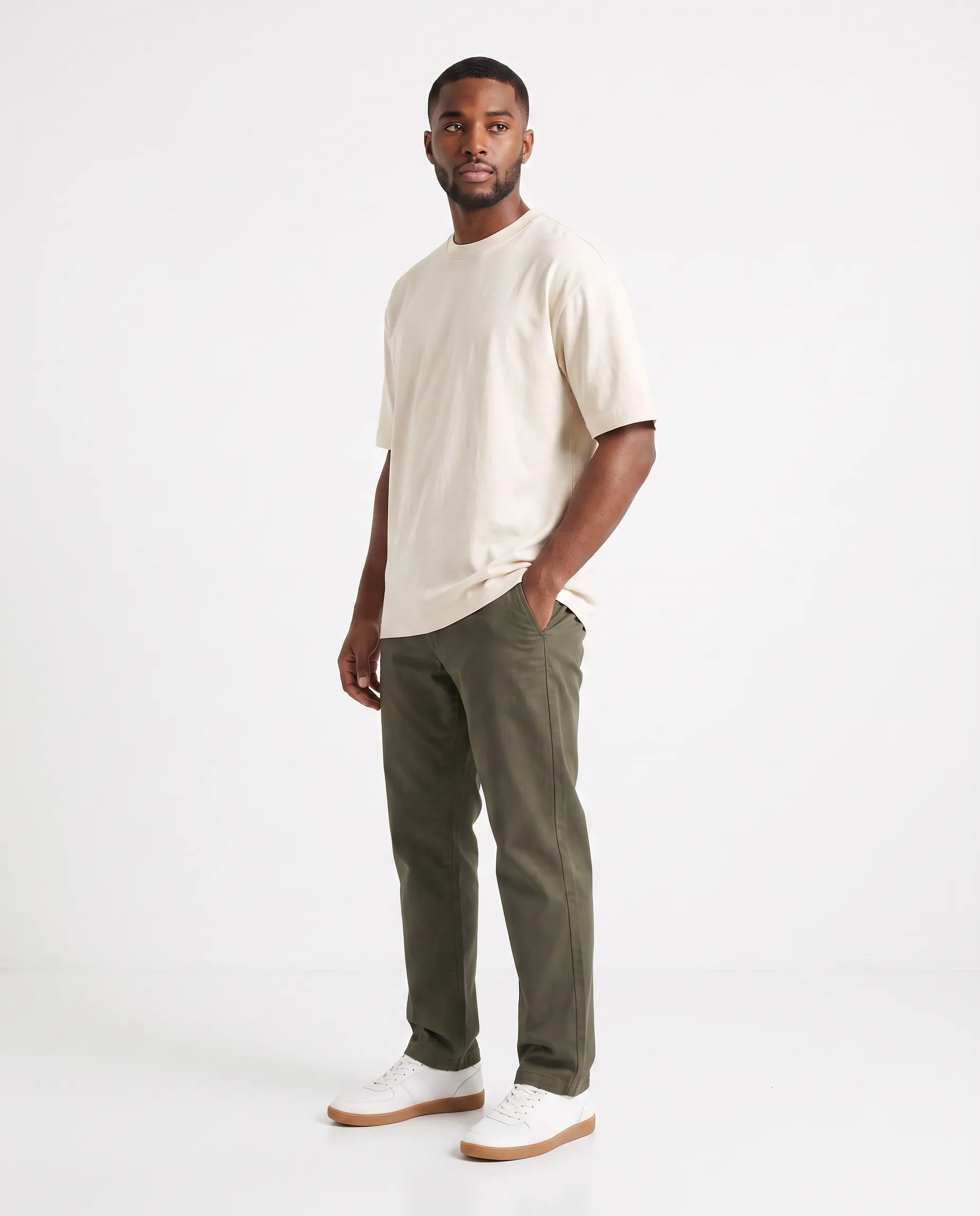 oversized drop shoulder round neck t shirt off white