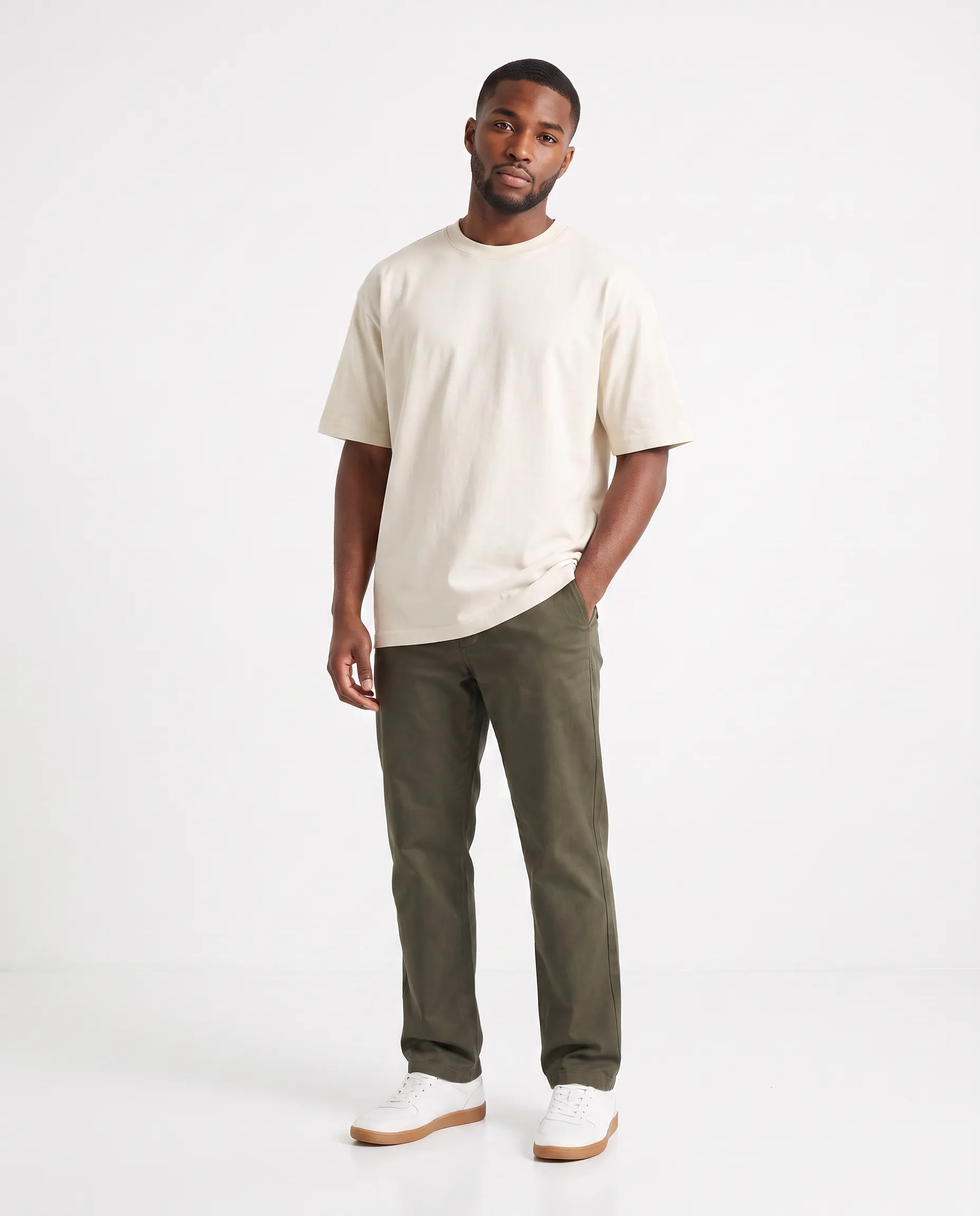 oversized drop shoulder round neck t shirt off white