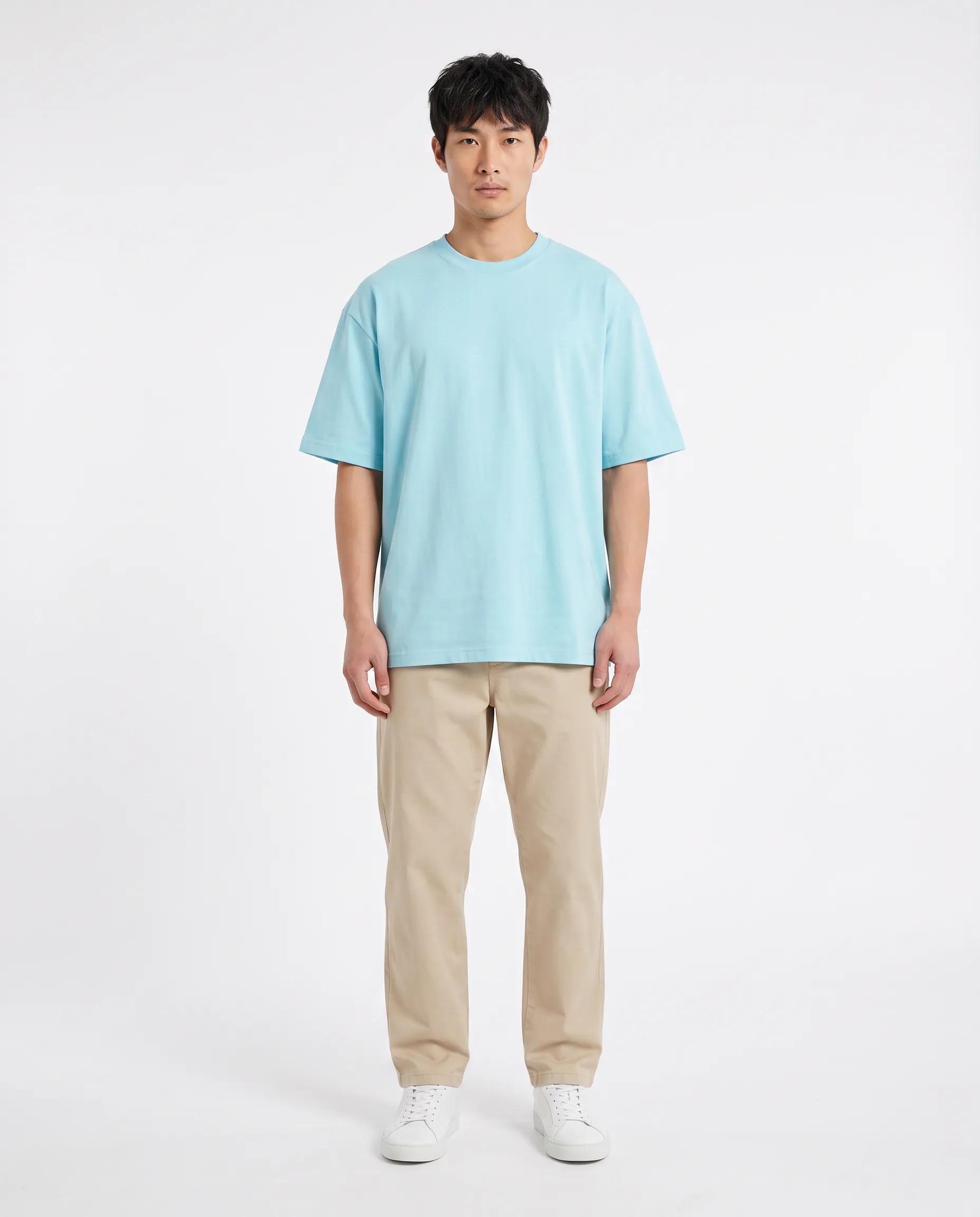oversized drop shoulder round neck t shirt red