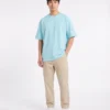 oversized drop shoulder round neck t shirt red