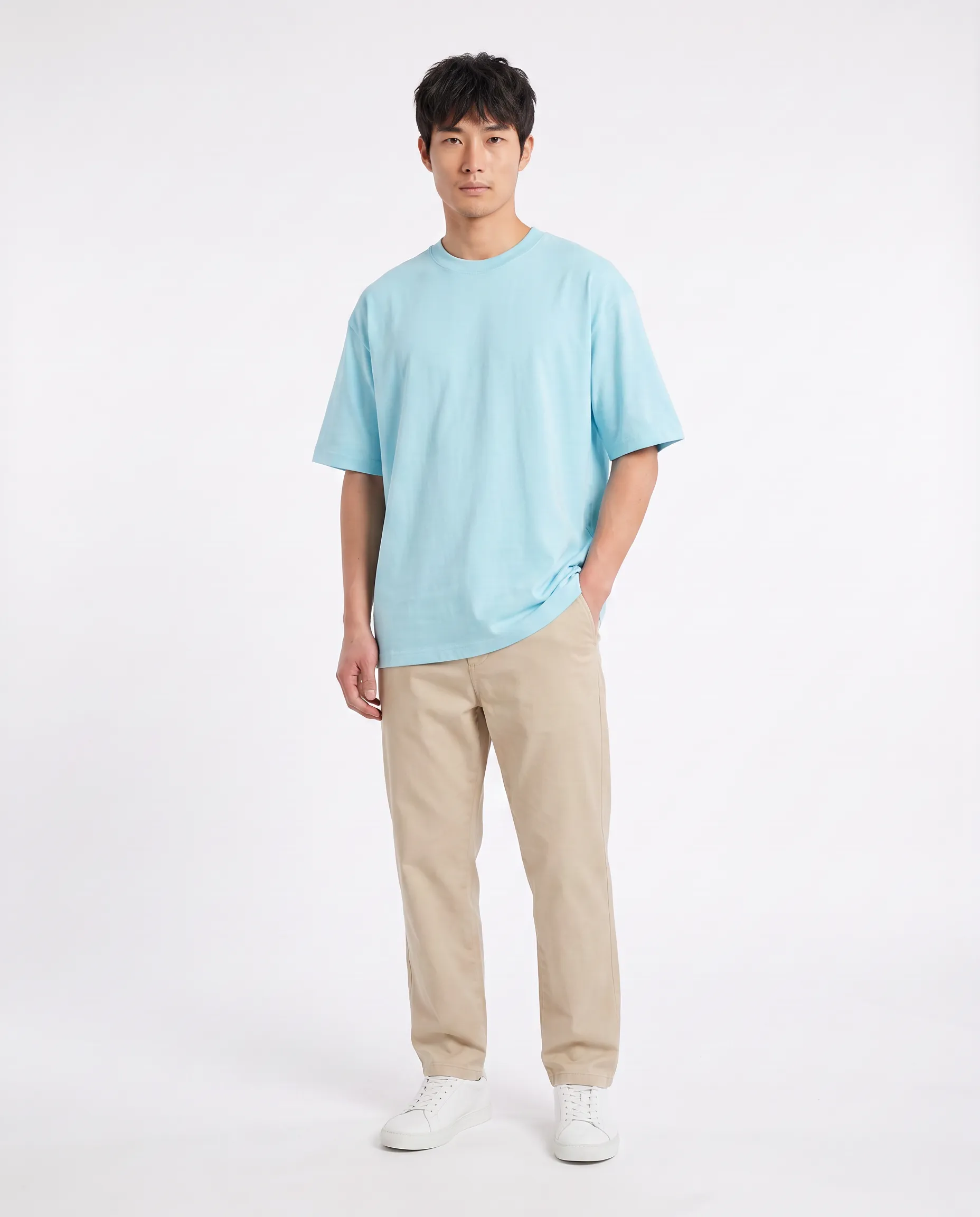 oversized drop shoulder round neck t shirt red
