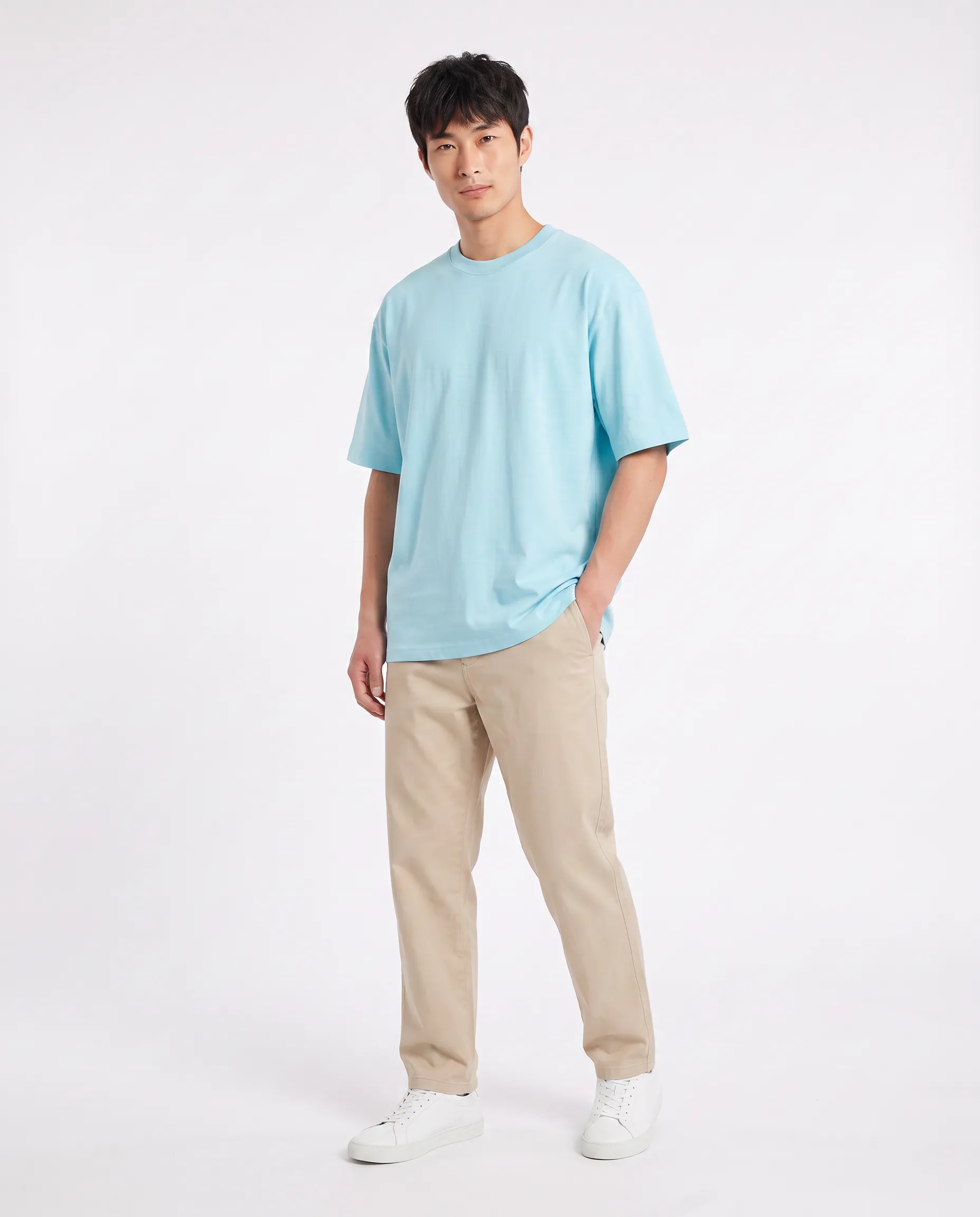 oversized drop shoulder round neck t shirt red