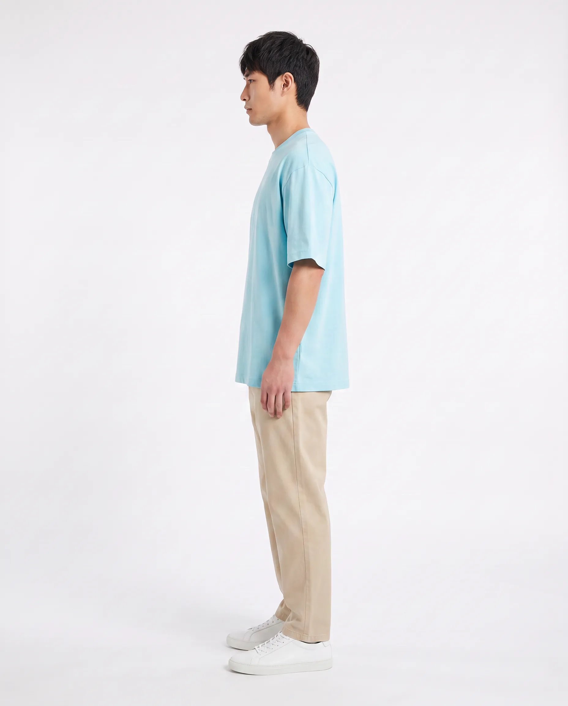 oversized drop shoulder round neck t shirt red