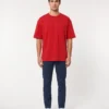 oversized drop shoulder round neck t shirt red