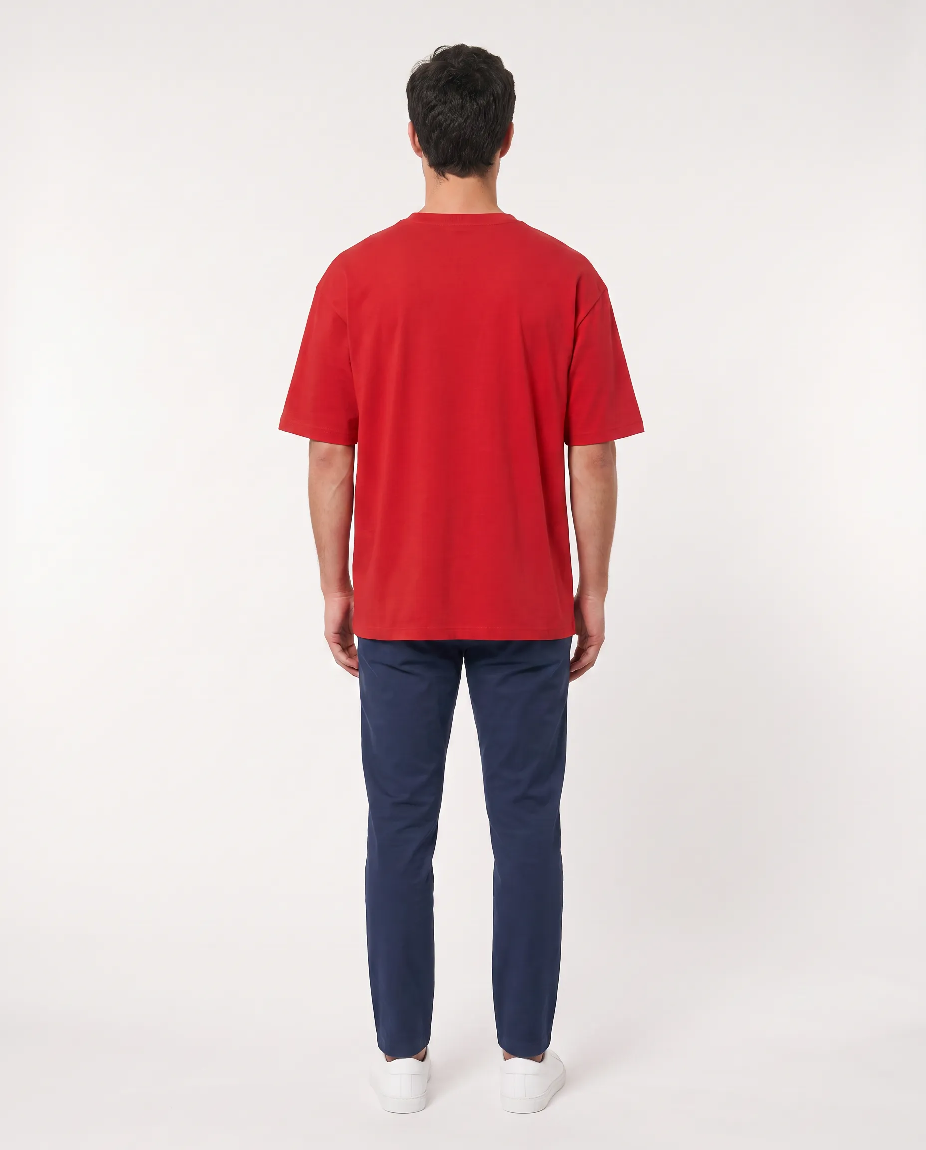 oversized drop shoulder round neck t shirt red