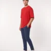 oversized drop shoulder round neck t shirt red