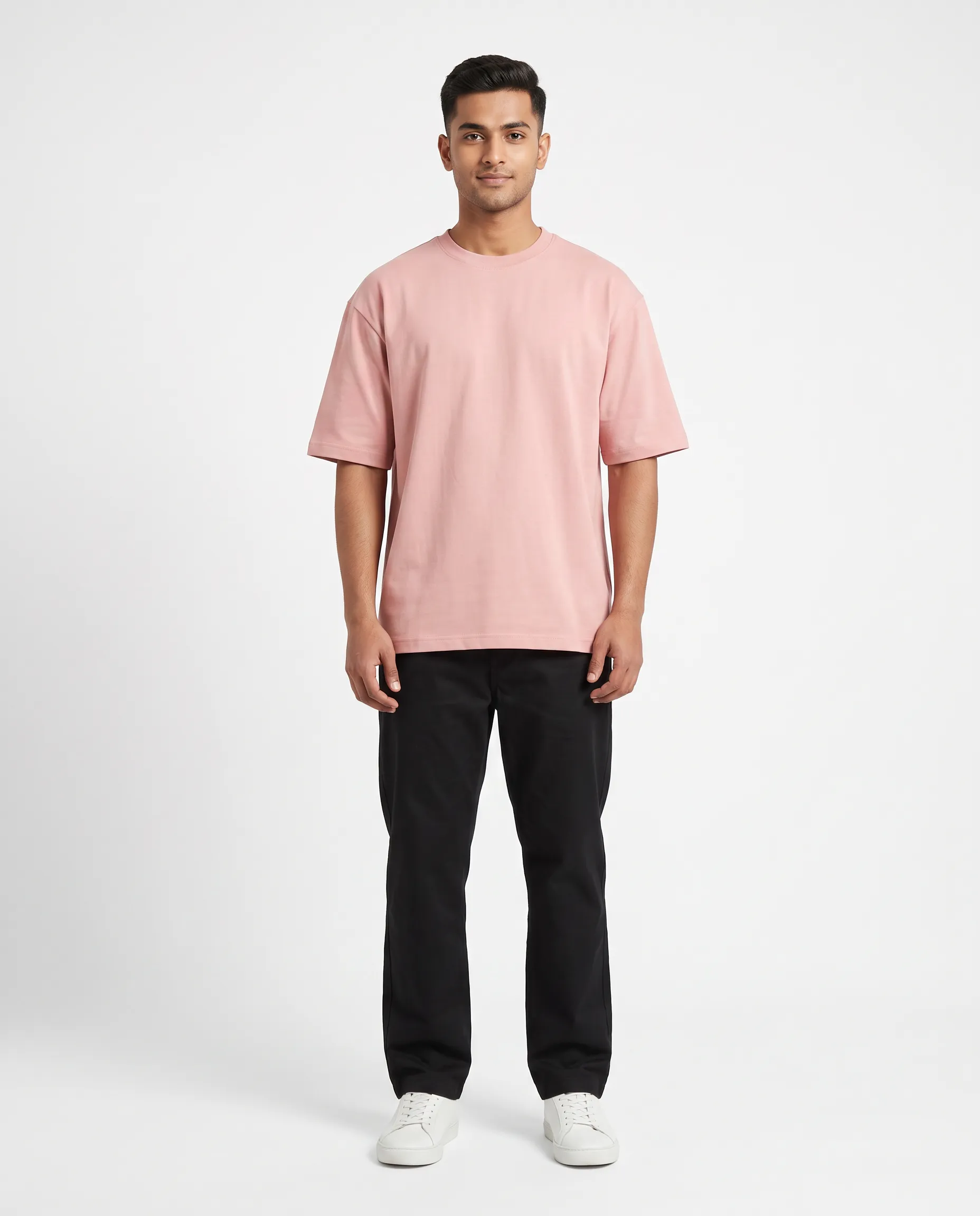 oversized drop shoulder round neck t shirt red