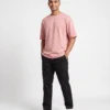 oversized drop shoulder round neck t shirt red
