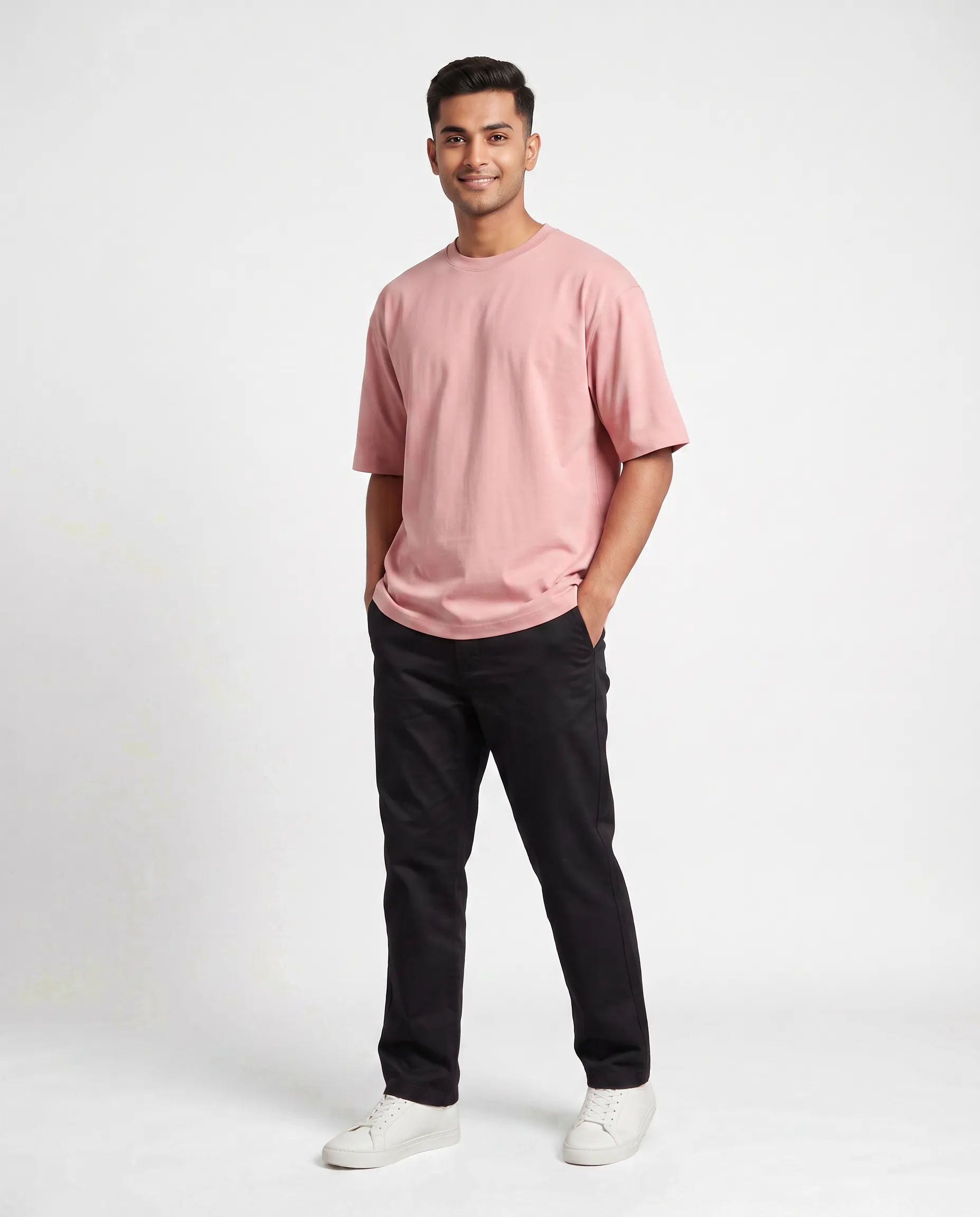 oversized drop shoulder round neck t shirt red