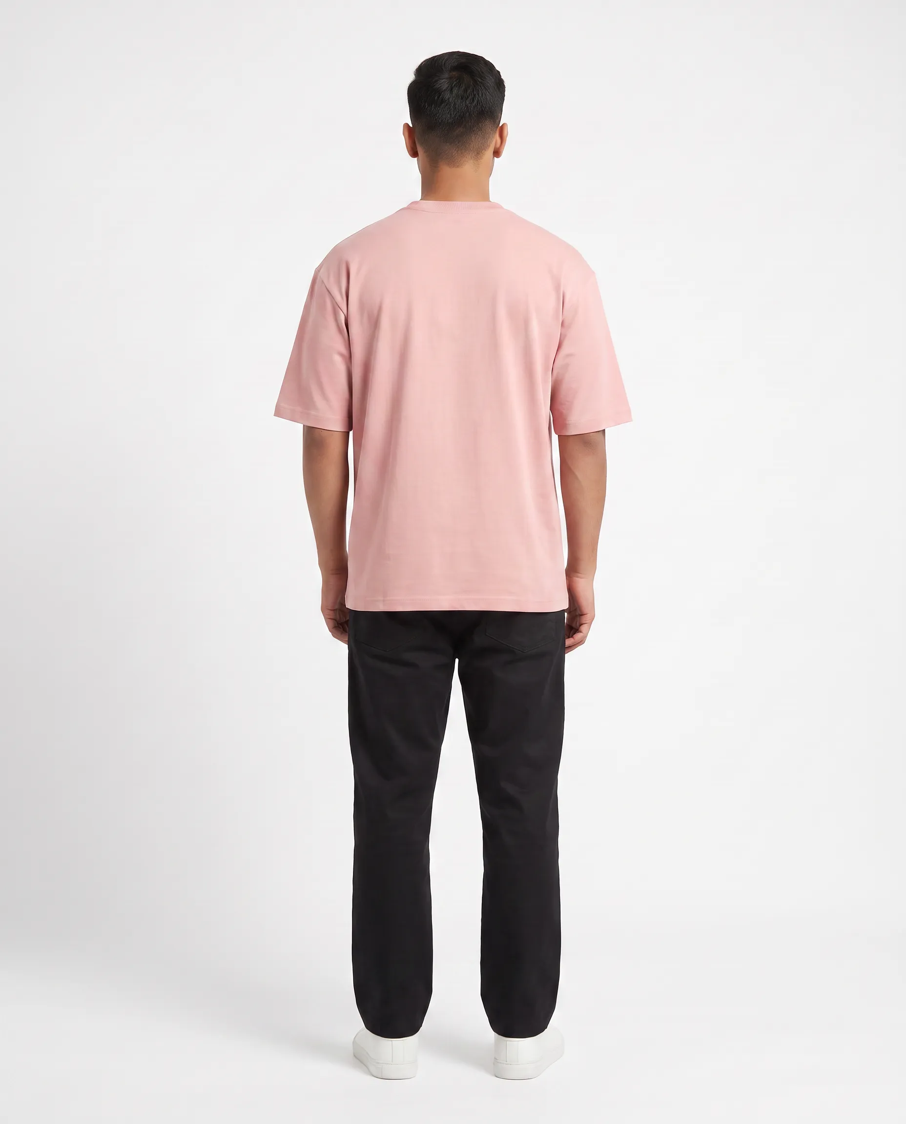 oversized drop shoulder round neck t shirt red