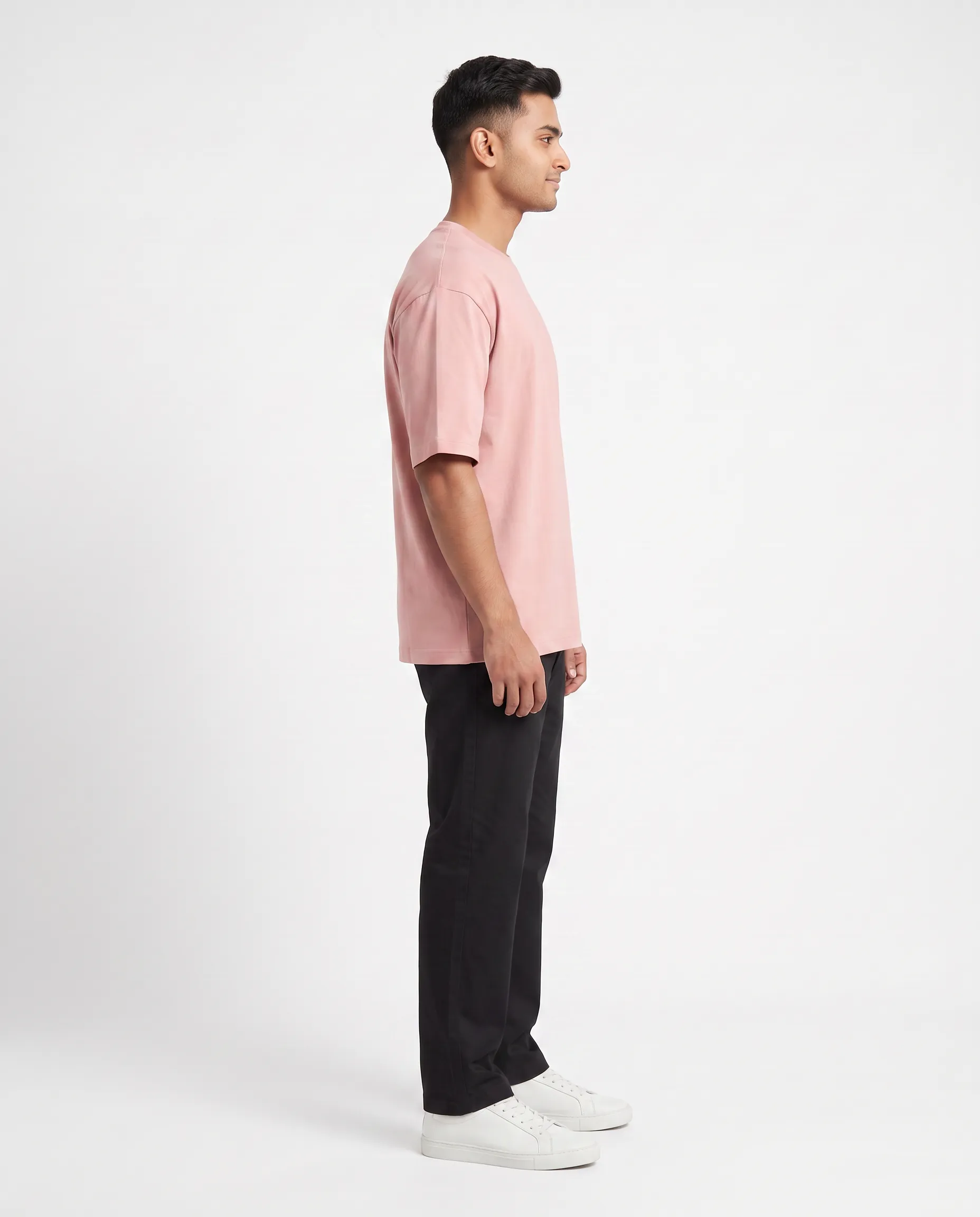 oversized drop shoulder round neck t shirt red