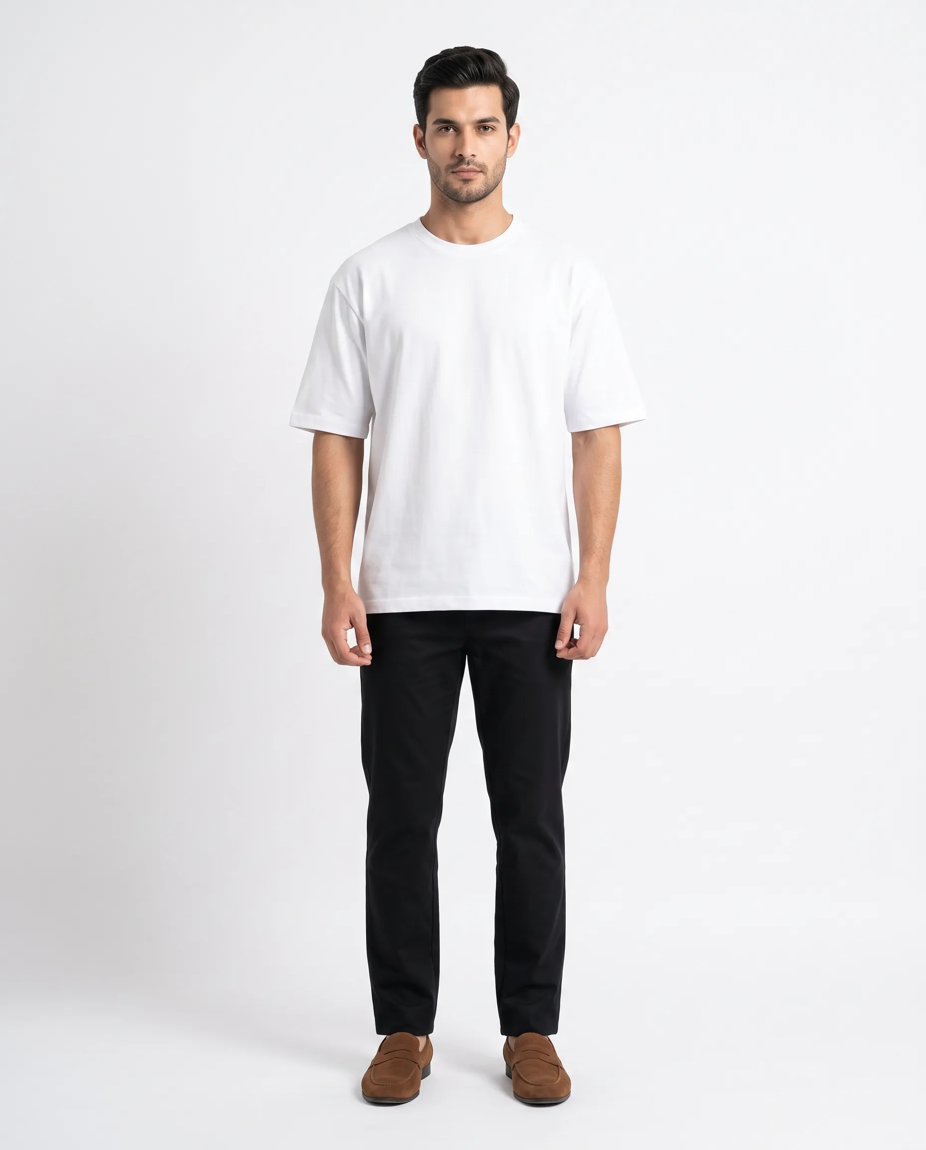 oversized drop shoulder round neck t shirt red